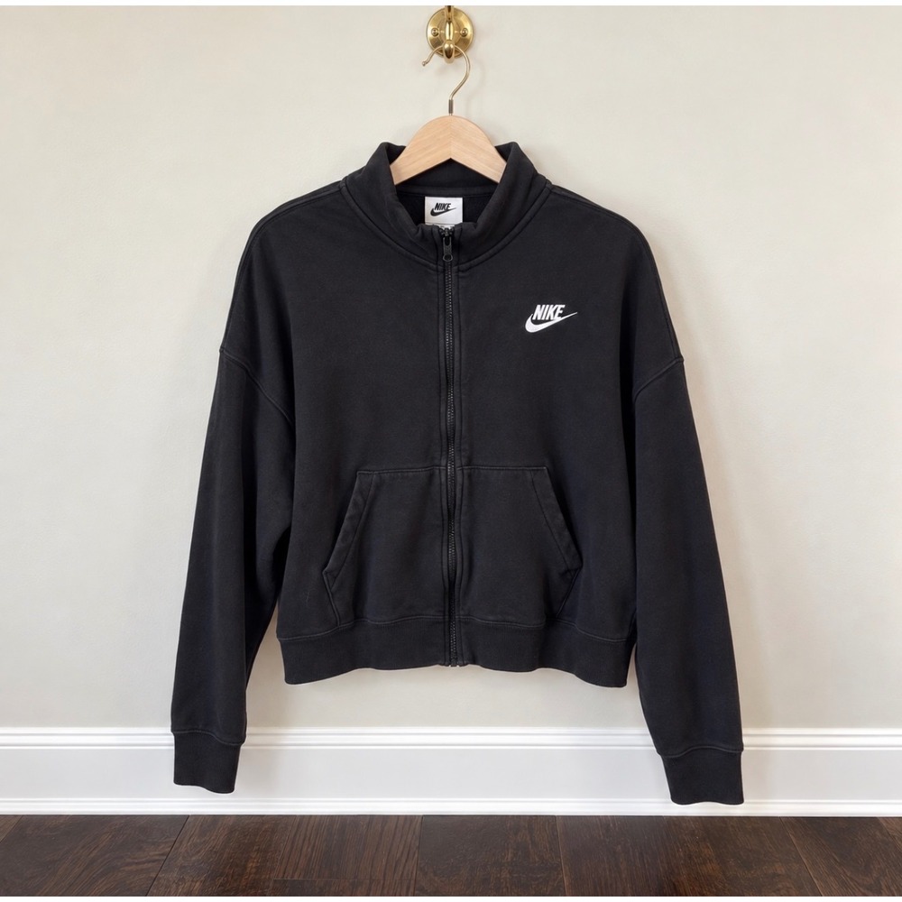 Nike Sportswear Essential Full Zip Fleece Jacket Black Women Large BV4122-010